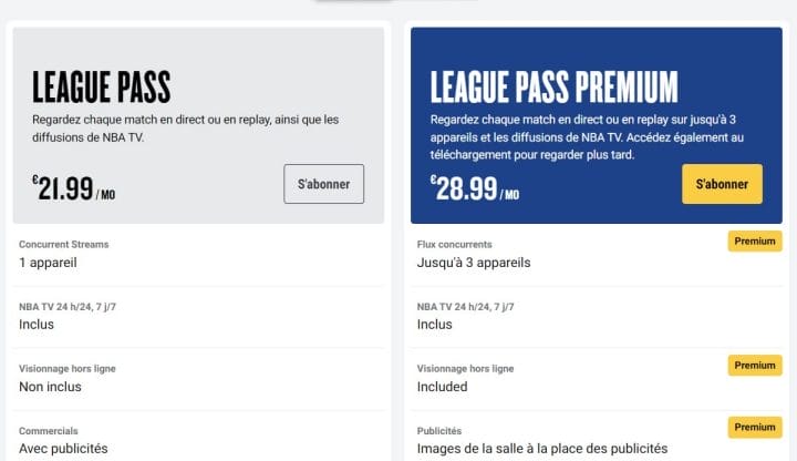 Comparativa de las suscripciones NBA League Pass y Premium en 2025