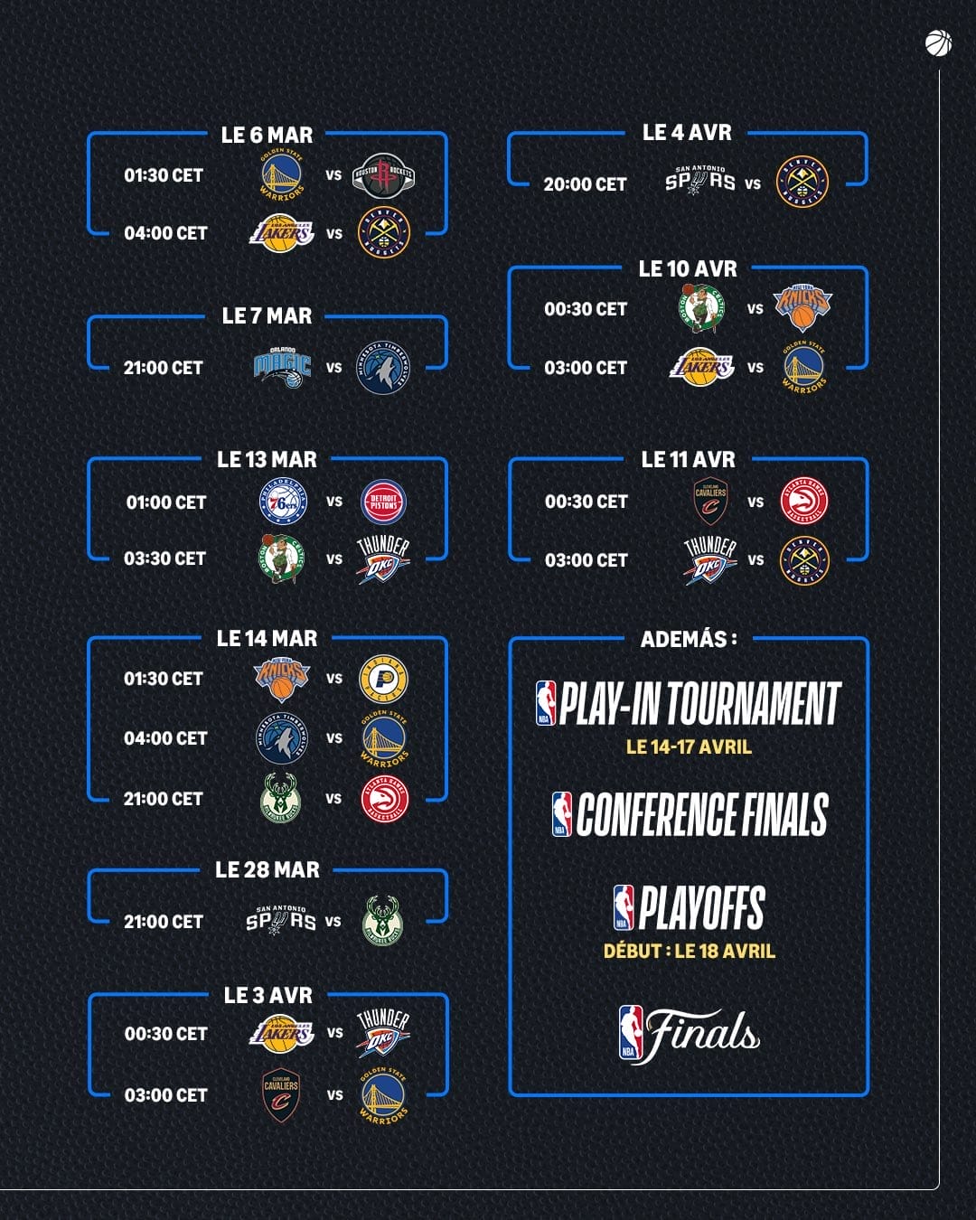 Programme NBA 2025-26 sur Prime Video — calendrier officiel (3/3)