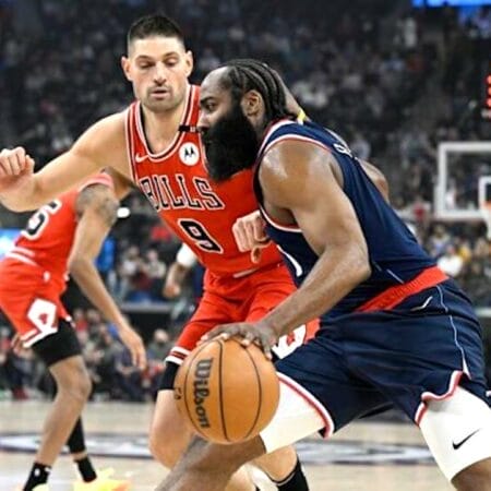 James Harden en action face aux Chicago Bulls lors d’un match NBA