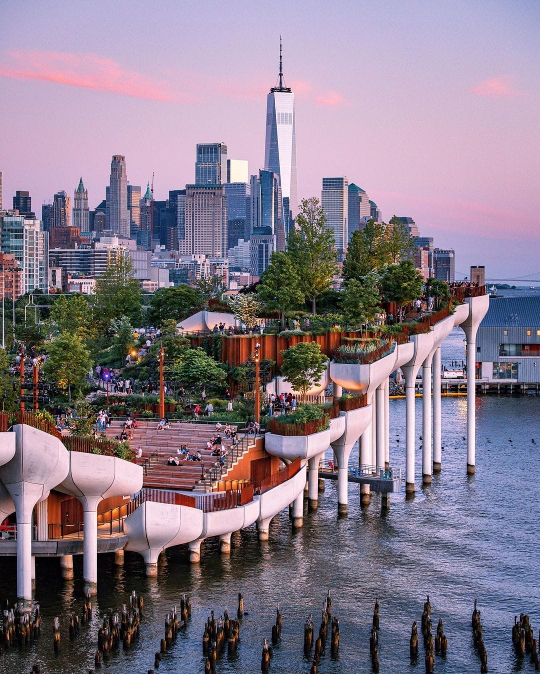 Vue depuis le rooftop du Pier 57 sur Little Island