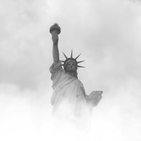 grayscale photo of statue of liberty