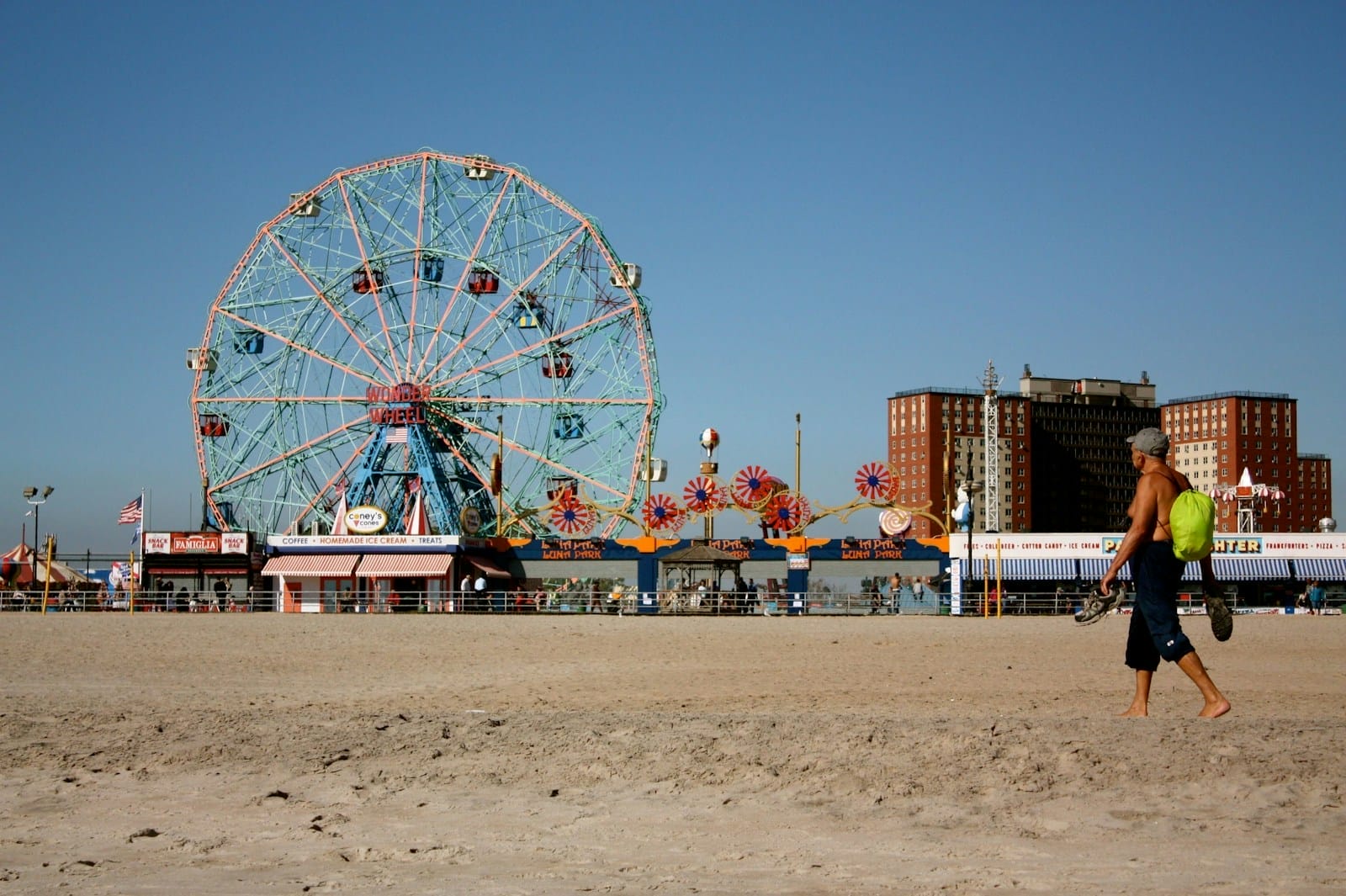 Coney Island, NEw York; people standing near ferris wheel during daytime