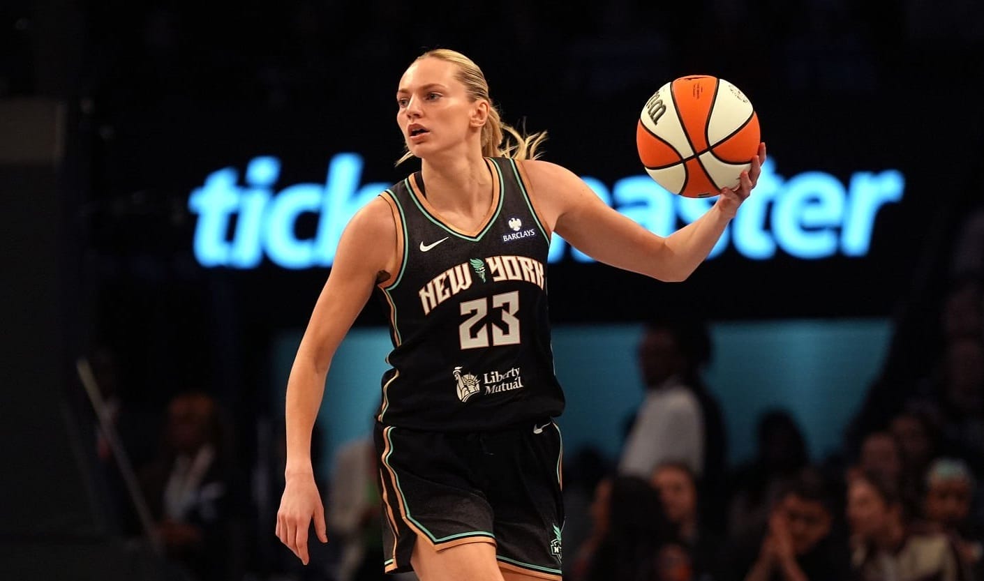 Marine Johannès avec le New York Liberty pendant un match WNBA 2025