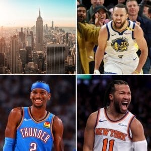 Voyage NBA à New York avec Trip Double – Empire State Building et stars NBA Stephen Curry, Shai Gilgeous-Alexander et Jalen Brunson